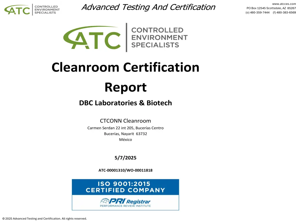 DBC Laboratories Certified ISO7 Cleanroom - 07May2025-1