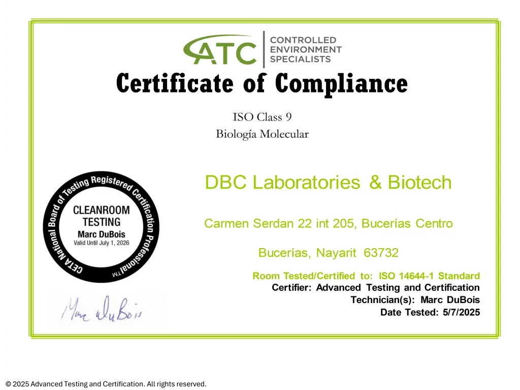 DBC Laboratories Certified ISO7 Cleanroom - 07May2025-10
