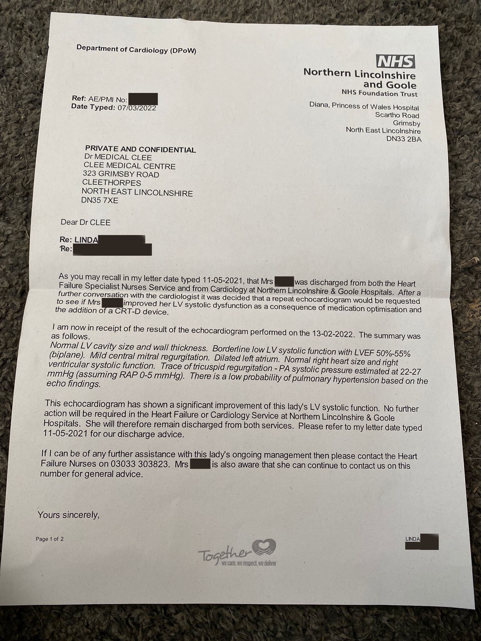 Linda Bass 55 percent ejection fraction after stem cell therapy at dream body clinic