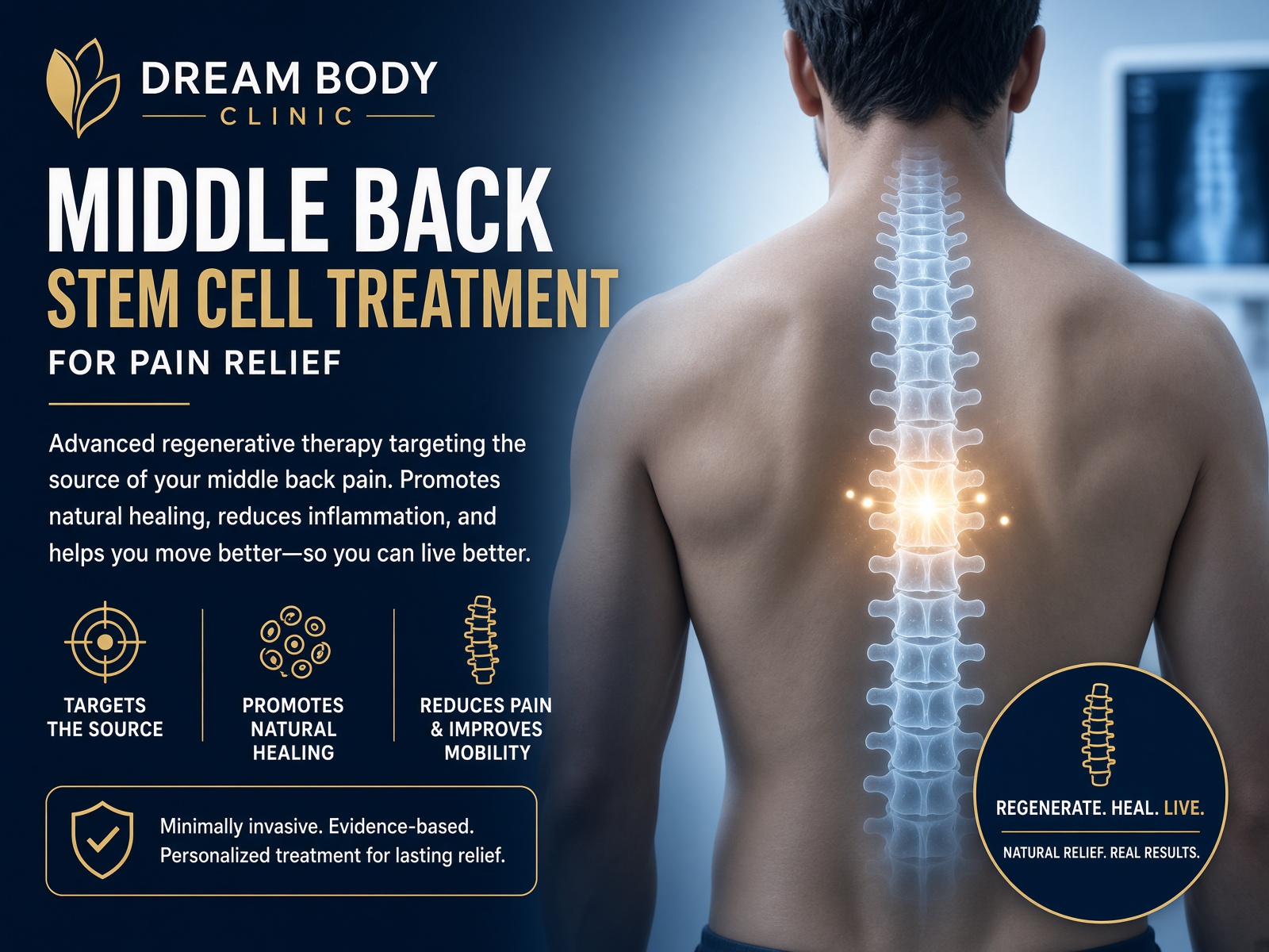 Middle back thoracic spine stem cell treatment