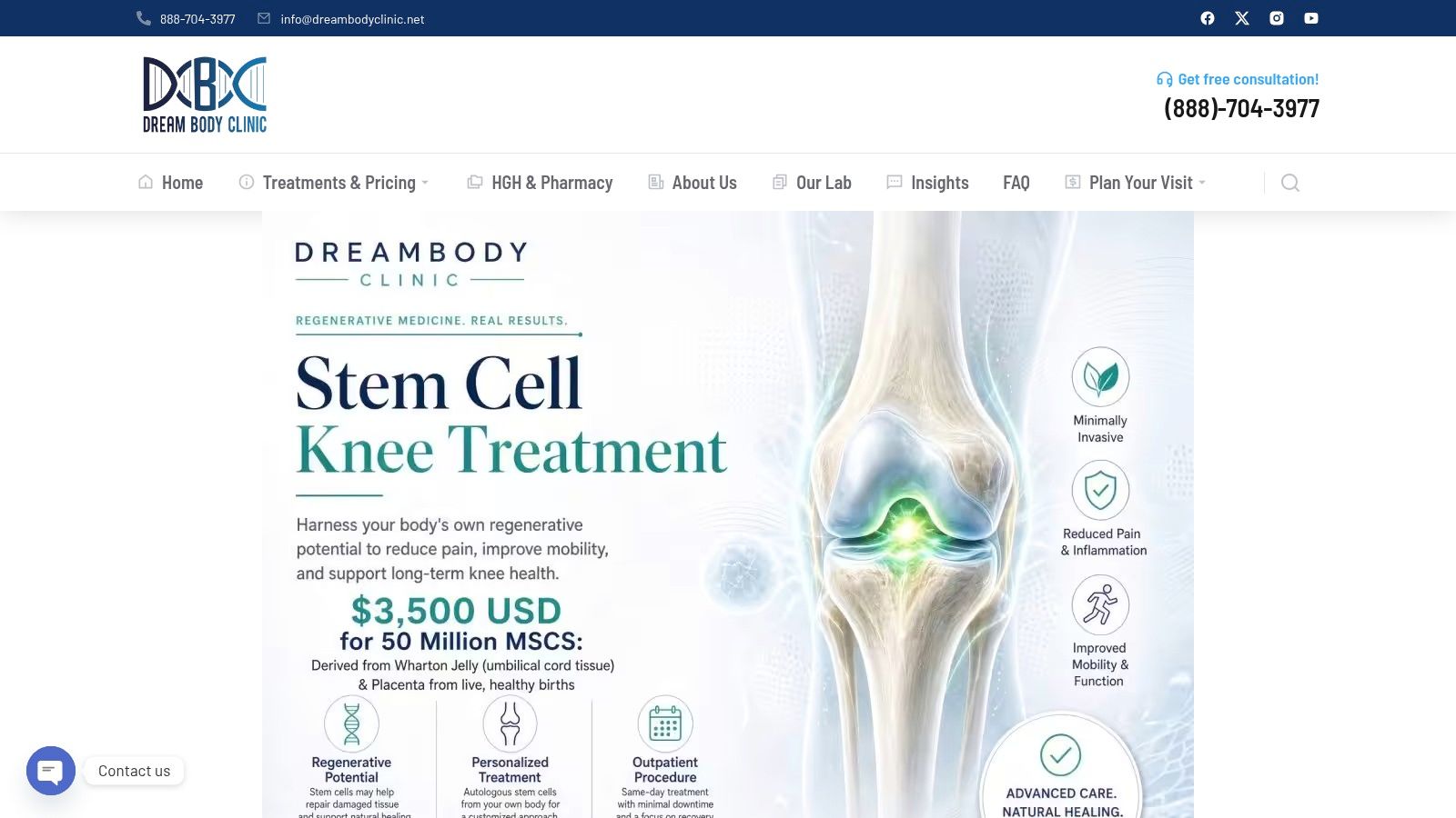 Screenshot from https://dreambody.clinic/stem-cell-knee-treatment/